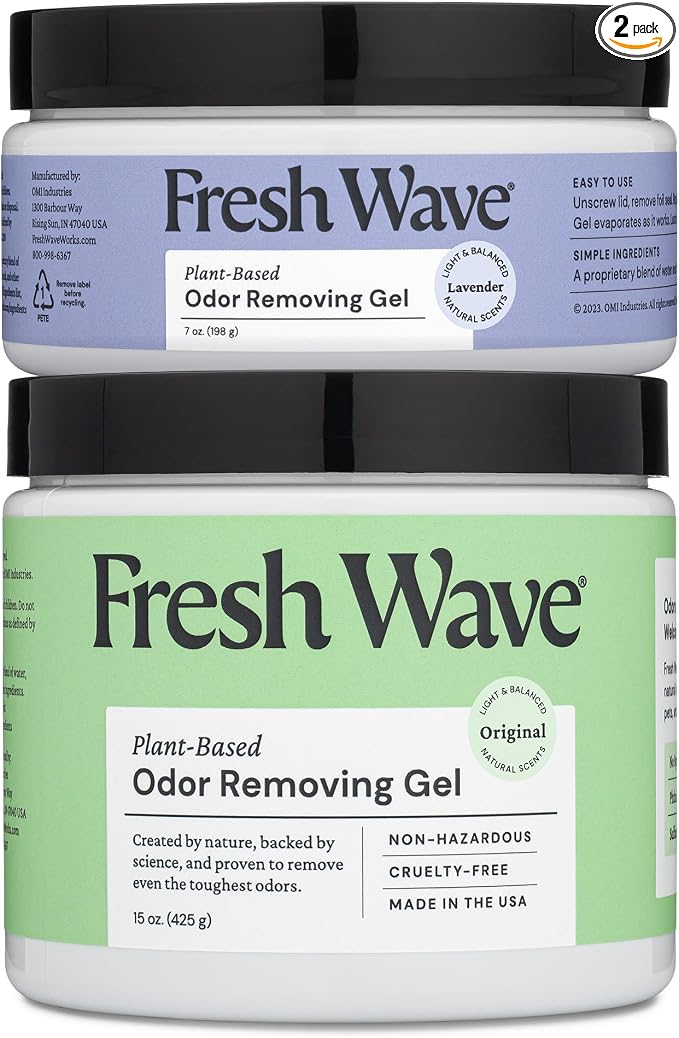 Fresh Wave Odor Removing Gel, Original 15 oz. & Lavender 7 oz.| Safer Odor by FreshWave