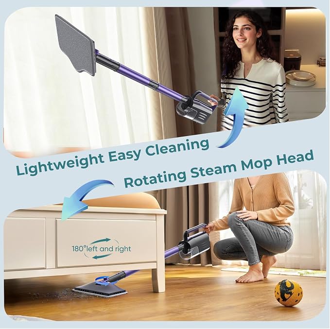 Steam Mop, Steam Cleaner with Large-Capacity Water Tank, 2 Washable Pads - Image 7
