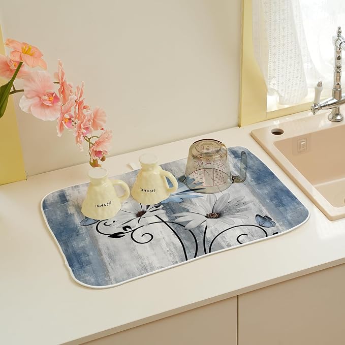 Rustic Daisy Floral Dish Drying Mats 18x24 Inches - Image 5