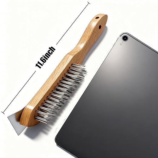 MAXMAN Stainless Steel Wire Scratch Brush, 12 Inch Wooden Handle Wire Brush - Image 8