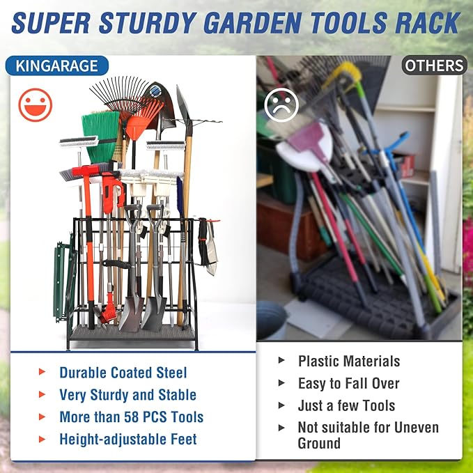 Garden Tool Organizer for Garage, Garden Tool Rack, Yard Tool Holder for Garage - Image 6