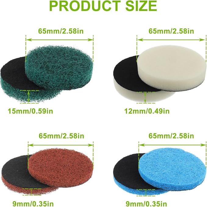 16pcs Electric Cleaning Brush Pad Set 4 Foam Pads 4 Kitchen Mats 4 Heavy Duty - Image 2