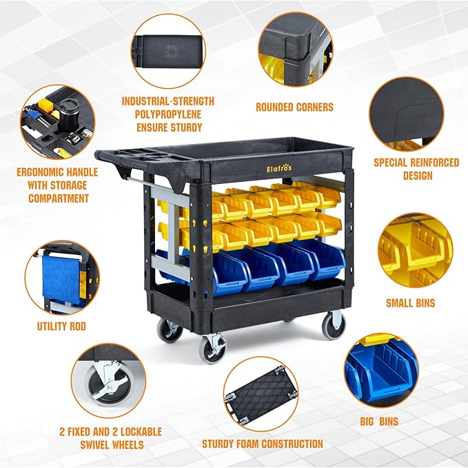 Elafros 2-Tier Utility Cart - Image 4