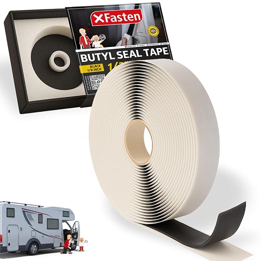 XFasten Butyl Tape RV Black, 3/4 in x 45 Ft, 1/8 in Thick EDPM Rubber Sealant - Image 3