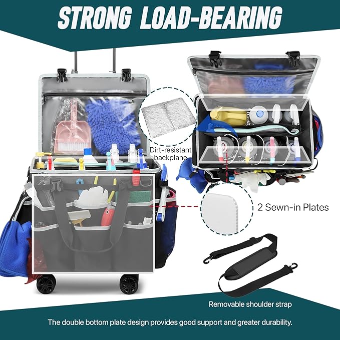 Large Rolling Cleaning Caddy Bag - Image 2