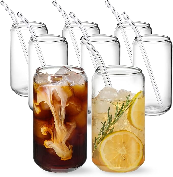 NETANY Drinking Glasses with Glass Straw - 16oz Glass Cups - Image 8