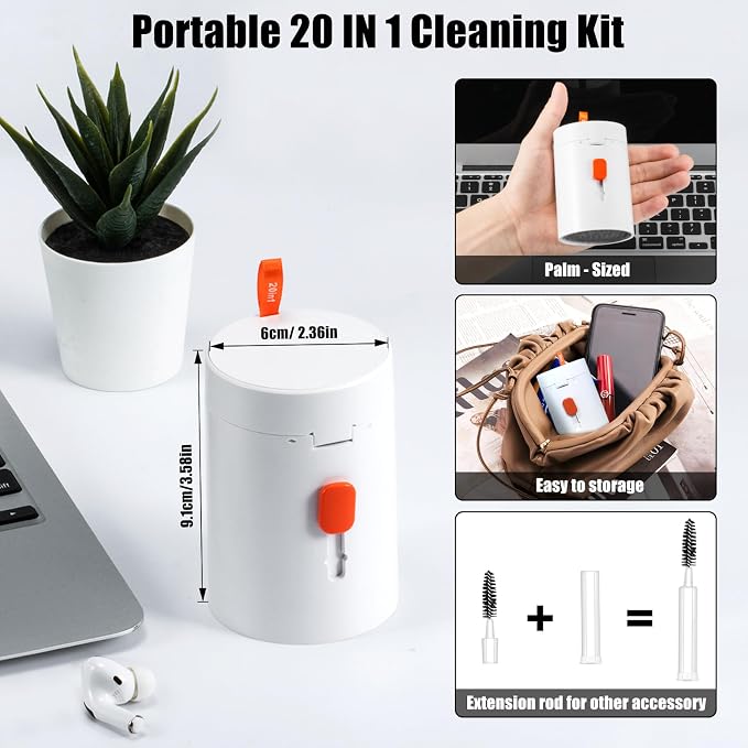 walrfid 2pcs White Pink Computer Keyboard Cleaner Kit, Laptop Screen Cleaning - Image 6