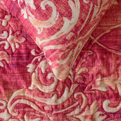 The HomeCentric King/Queen/Twin Pink Decorative Queen 74"x18" Bed Runner with Two Pillow Cover, Damask, Quilted Bed Scarf on Velvet Fabric - Pink Dalliance