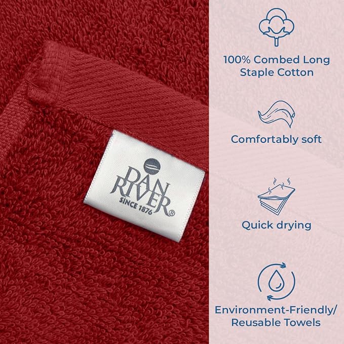 DAN RIVER Bath Towels Set of 4, 27 x 54 Inches, 100% Cotton, Larger & Lighter - Image 4