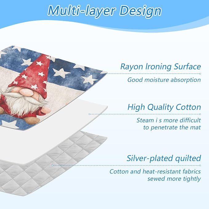 Three July 4th Gnomes Stars Ironing Mat - Image 4