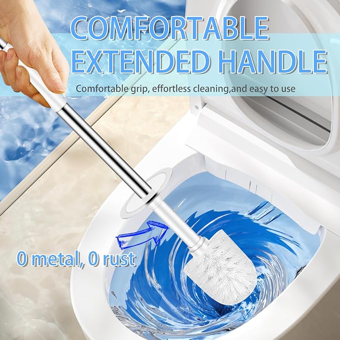 Toilet Brush and Holder Set, Compact Toilet Bowl Brush - Image 3