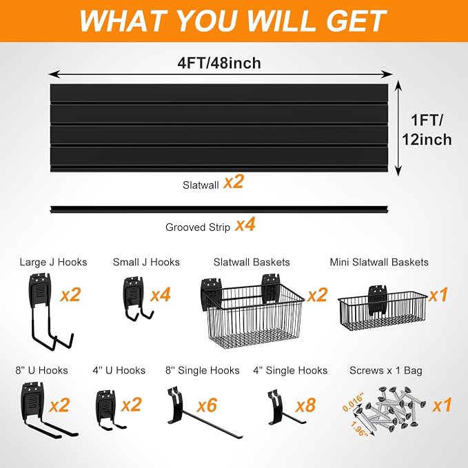 DoCred Slatwall Paneling Organizer, 4x2 FT PVC Garage Slat Wall Storage Systems - Image 3