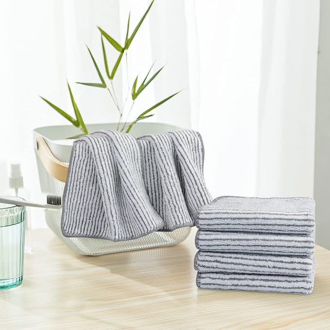 SINLAND Microfiber Face Cloths Highly Absorbent Washcloths Soft Feel Fingertip - Image 6