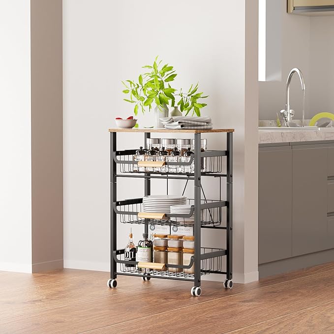 4-Layer Fruit Basket Kitchen Food Storage Organizer and Storage Rack, Stackable - Image 6