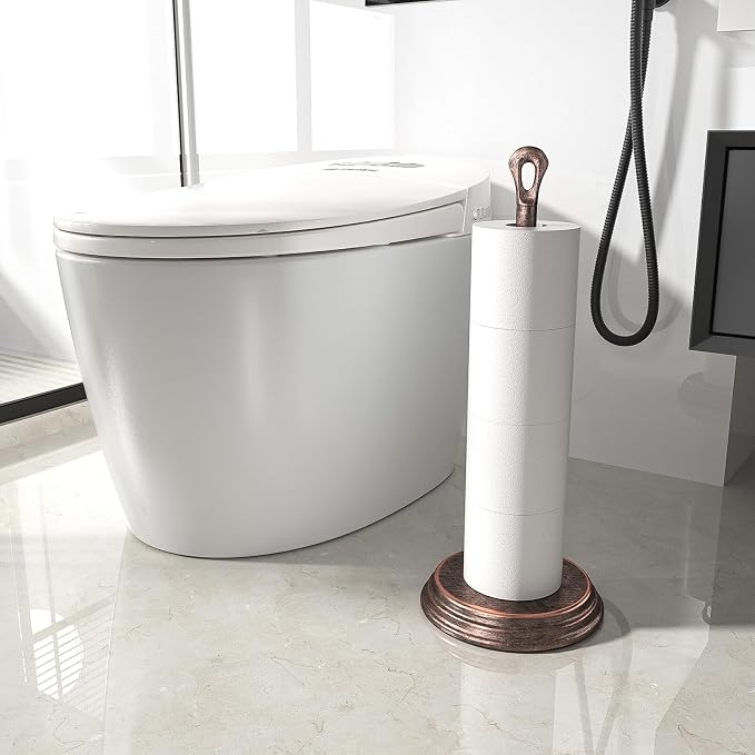 Toilet Paper Holder with Rustproof, Metal Free Standing Toilet Paper Stand - Image 7