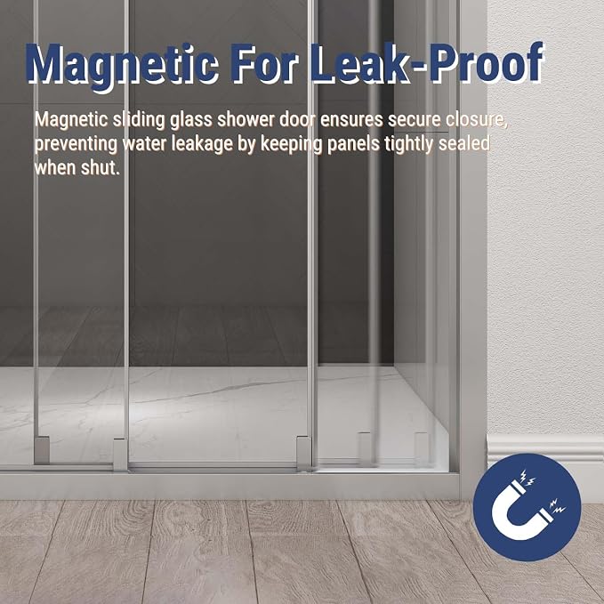 42" W x 78" H 3-Panels Sliding Shower Door, Shower Door Clear 6mm Tempered Glass - Image 9
