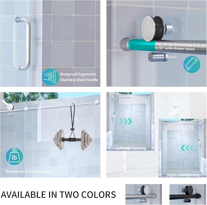 Abruzzo 76" Tall Frameless Single Sliding Shower Door - Image 7