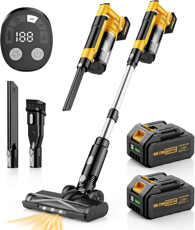 8000mAh Cordless Vacuum with Extra Battery, 700W Brushless Vacuum Cleaners by qimedo