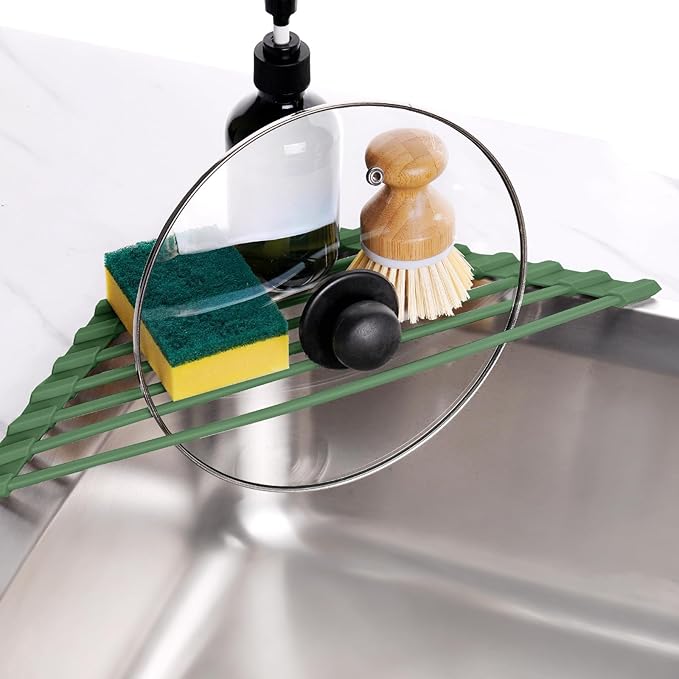 Tomorotec Compact Silicone-Coated Triangle Dish Drying Rack - Image 4