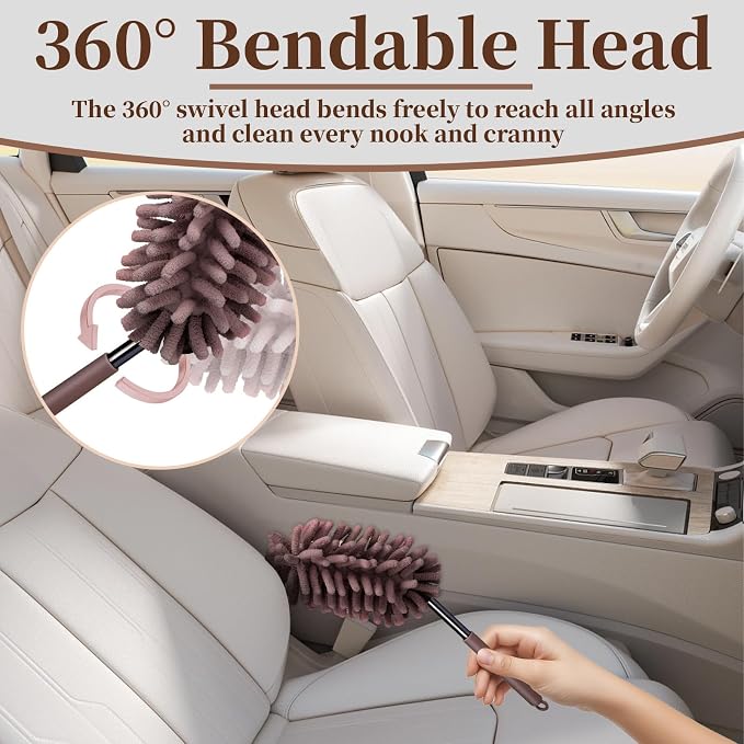 2 PCS Car Interior Duster with Extension Pole, Microfiber Car Dusters with - Image 4