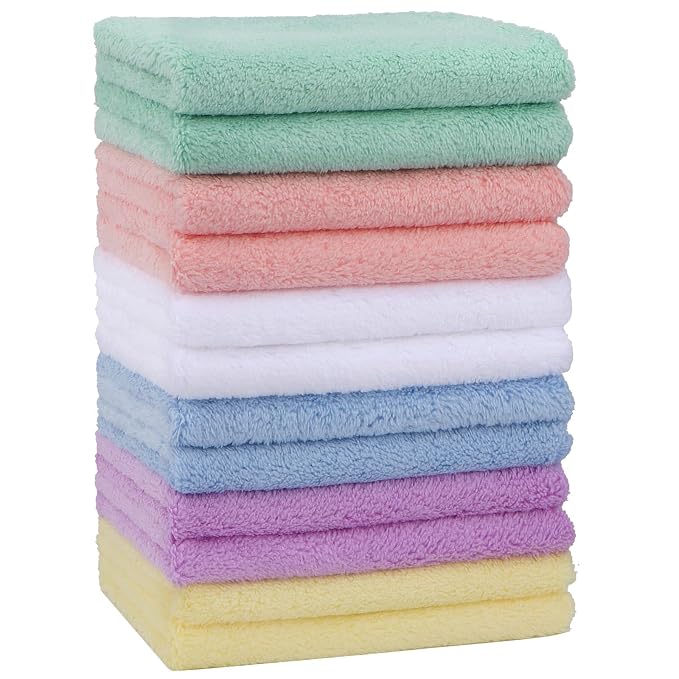 HOMEXCEL Baby Washcloths 12 Pack-Microfiber Coral Fleece Baby Bath Face Towel 7 by HOMEXCEL