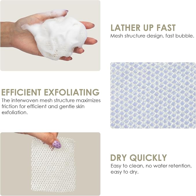 INNERNEED Exfoliating Net Cover Sponge Bath Scrubbing Loofah Rough Washcloth - Image 7