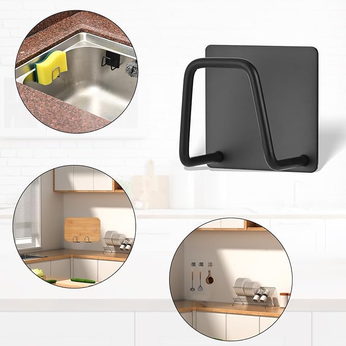 Adhesive Sponge Holder for Kitchen Sink, SUS304 Stainless Steel Scrubber Hanger - Image 6