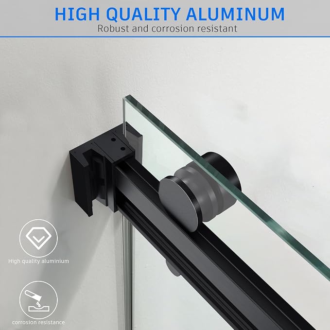 Frameless Sliding Shower Door, 56-60" W x 76" H Glass Shower Door - Image 5
