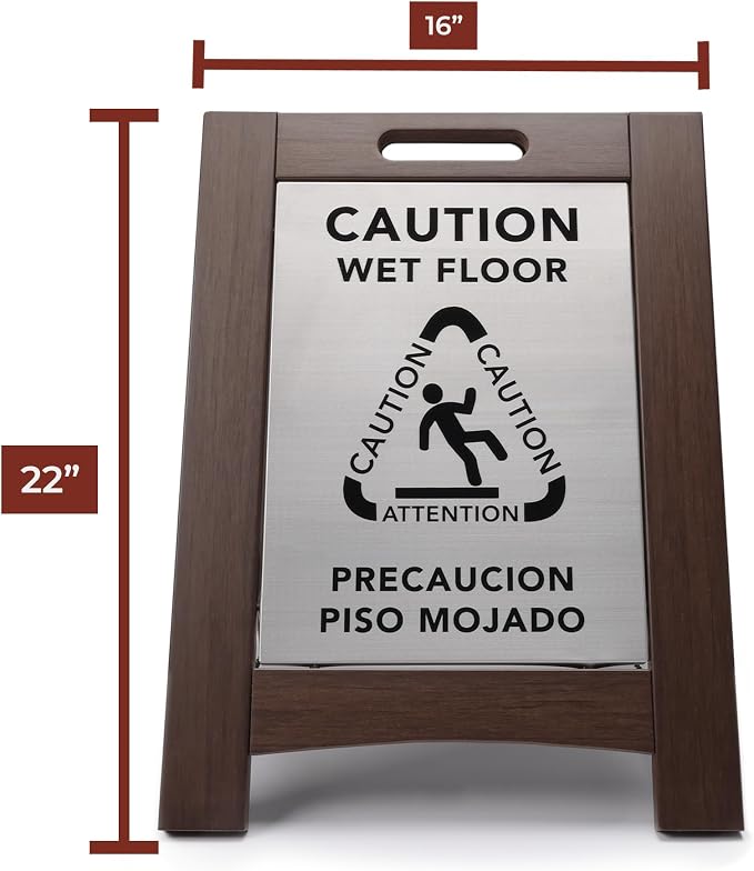 Premium Outdoor Composite Caution Wet Floor Sign – Bilingual w/Non-Skid Plastic - Image 3