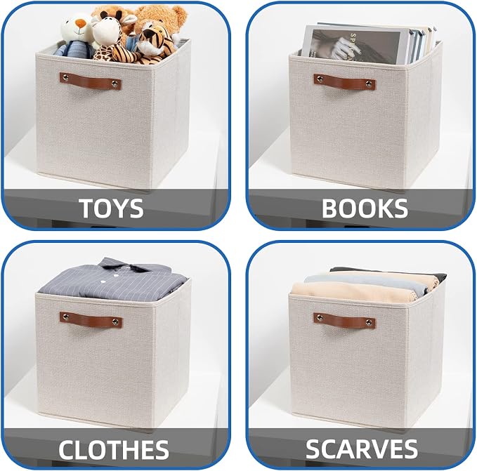 Temary Cube Storage Bins 12 Inch Storage Cubes 4PCs Fabric Organizer Bins Boxes - Image 4