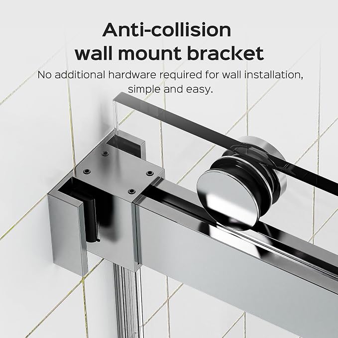 56''-60''W x 76''H Frameless Double Sliding Shower Door, 3/8'' Thick SGCC - Image 5
