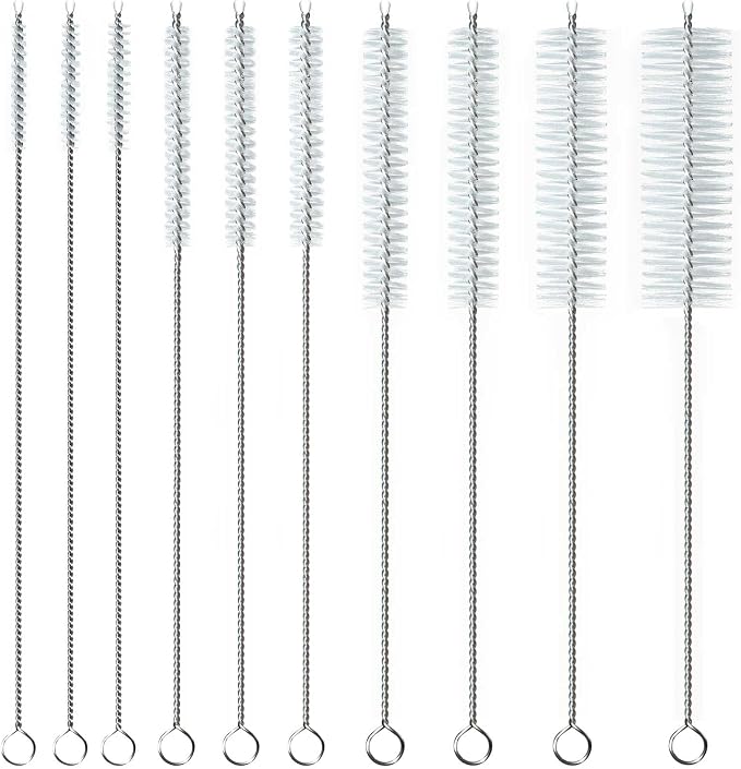 10Pcs Straw Cleaner Brush, Reusable Metal Handles Straw Cleaner Brush Extra Long by UQGVML