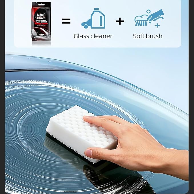 Car Glass Film Magic Cleaning Sponge, Non-Scratch Windshield Oil Film Remover - Image 3