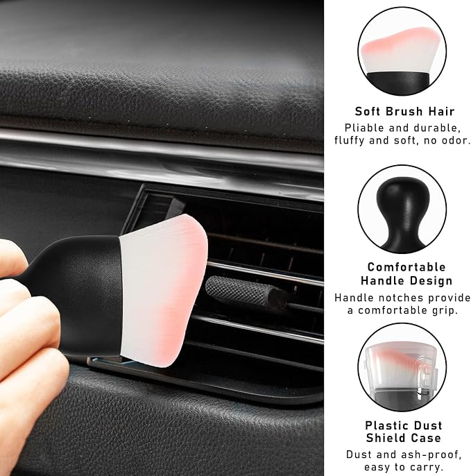 Car Interior Dust Brush, Soft Scratch Free Auto Detailing Brushes, Universal - Image 3