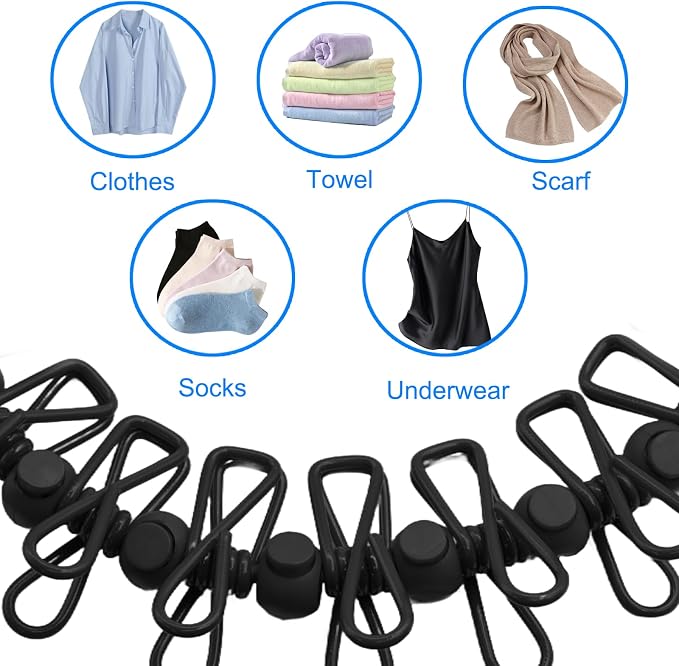 2 Pack Camping Clothesline Portable 12 Clothespins, Retractable Clothes Line - Image 4