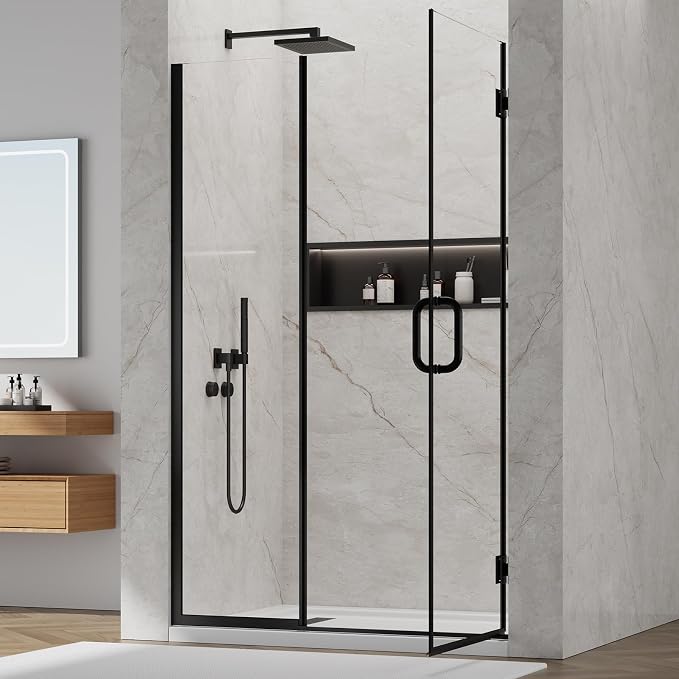 Pivot Shower Door, Adjustable Width 48" W x 76" H Hinged Shower Glass Door - Image 8