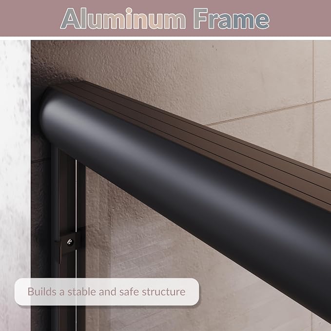 ELEGANT Shower Door 48" W x 72" H, Semi-Frameless Bypass Sliding Shower Doors - Image 5