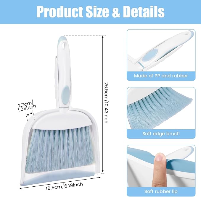 Dust pan, Mini Dustpan and Brush Set, Small Broom and Dustpan Set, Small Hand - Image 6