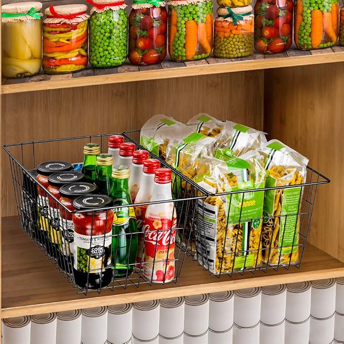 SANNO Wire Storage Baskets Freezer Baskets Farmhouse Organizer Storage Bins - Image 2