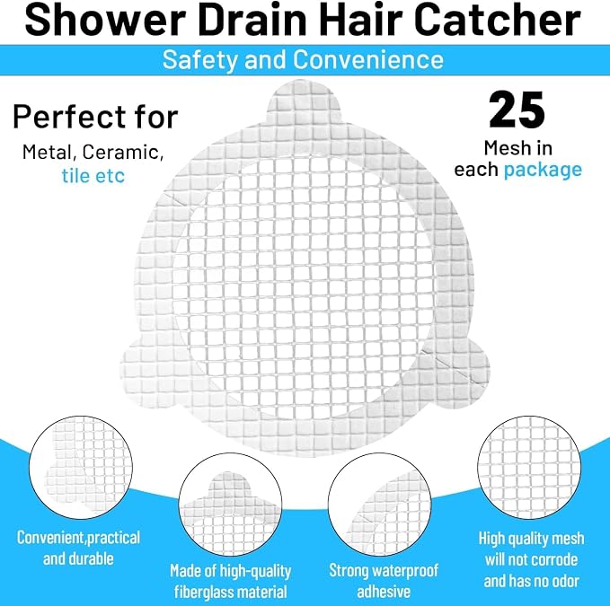 25 PCS Disposable Shower Drain Hair Catcher 3.54 Inches Round Drain Hair - Image 4
