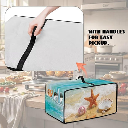 Air Fryer Toaster Oven Dust Cover Countertop Microwave Dust Cover Protector, Compatible with Convection Oven, S, 14.5 x 18.5 x 9 Inches, Beach Starfish Sea Shell