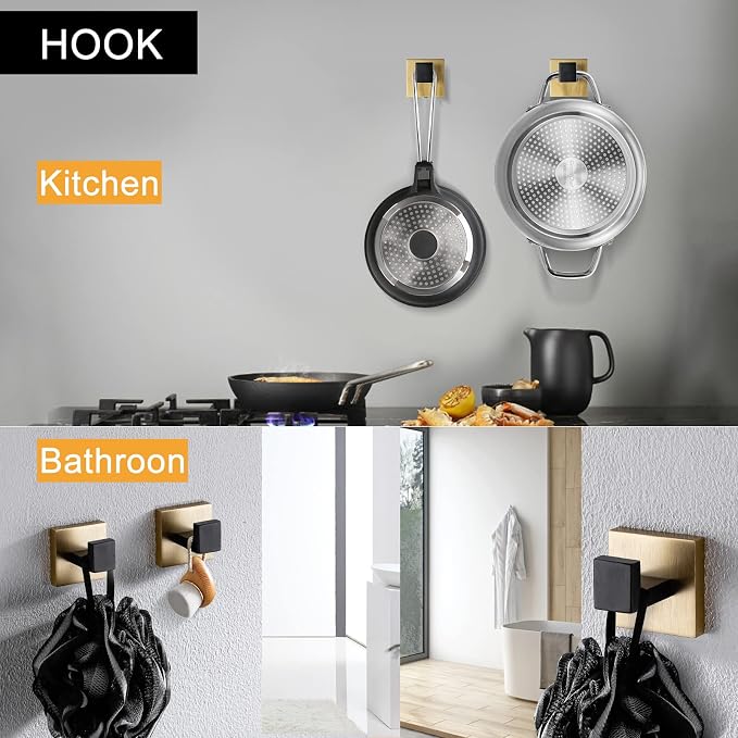 5 Pieces Bathroom Hardware Set Black and Gold Towel Bar Set, Toilet Paper Holder - Image 5