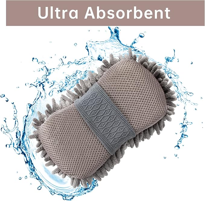 4 Pack Car Wash Mitt, BELPAIR Microfiber Sponge Cleaning Mitten - Image 3