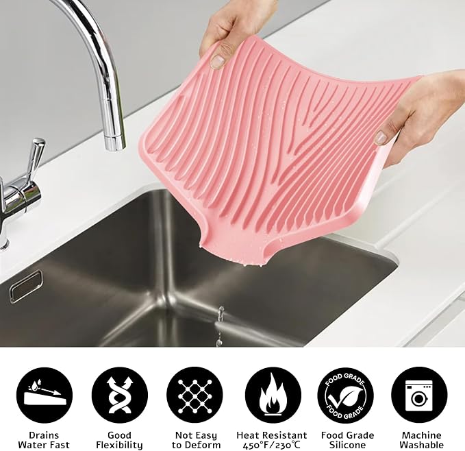 Silicone Dish Drying Mat for Kitchen Counter, Dish Drying Pad, Non-Slip Drain - Image 5