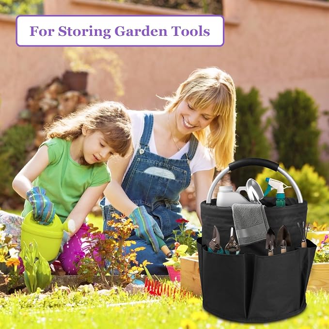 17L Bucket Tool Organizer with 6 Side Pockets, Folding Gardening Tool Bag - Image 5