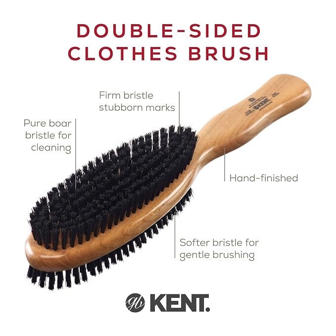Kent CC20 Double Sided Cherrywood Clothes Brush and Lint Remover, Firm Side - Image 4