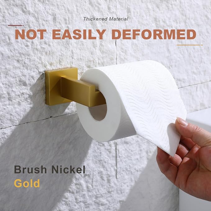 TASTOS Toilet Paper Holder Brushed Gold, Toilet Tissue Roll Holders Dispenser - Image 3