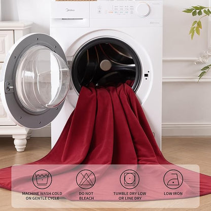 QiyI Waterproof Blanket for Bed Queen Size, Reversible Washable Pet-Friendly Flannel Throw Blanket, Leakproof Stain-Resistant Furniture Protector for Travel & Camping, 60"x80", Burgundy/Pink