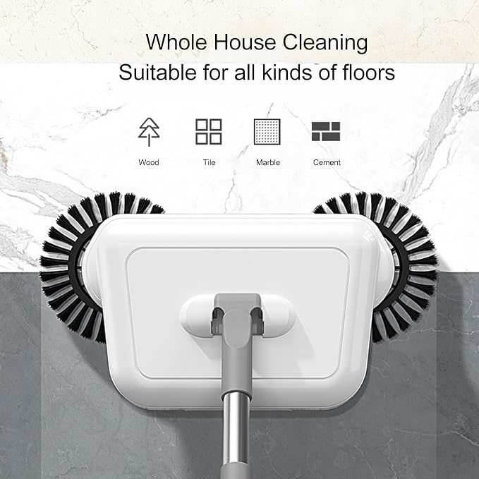 Zerodis Hand Push Sweeper, 2 in 1 Wet Dry Use 360 Degree Rotating Quiet Manual - Image 4