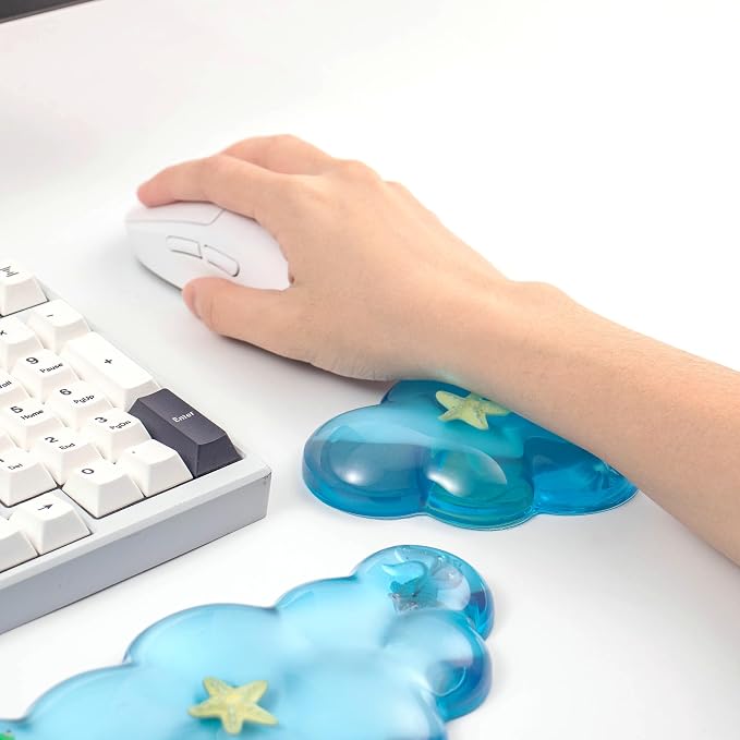 Gel Keyboard and Mouse Wrist Rest Set – Clear Blue Cloud Wrist Rest - Image 6